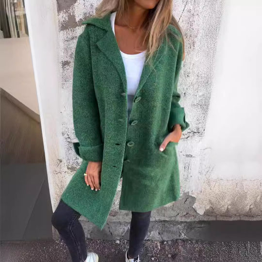 Damen kuscheliger Oversize-Mantel mit praktischen Taschen und elegantem Revers EB