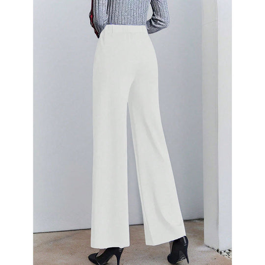 Damen Weite High-Waist Stoffhose mit eleganten Falten EB