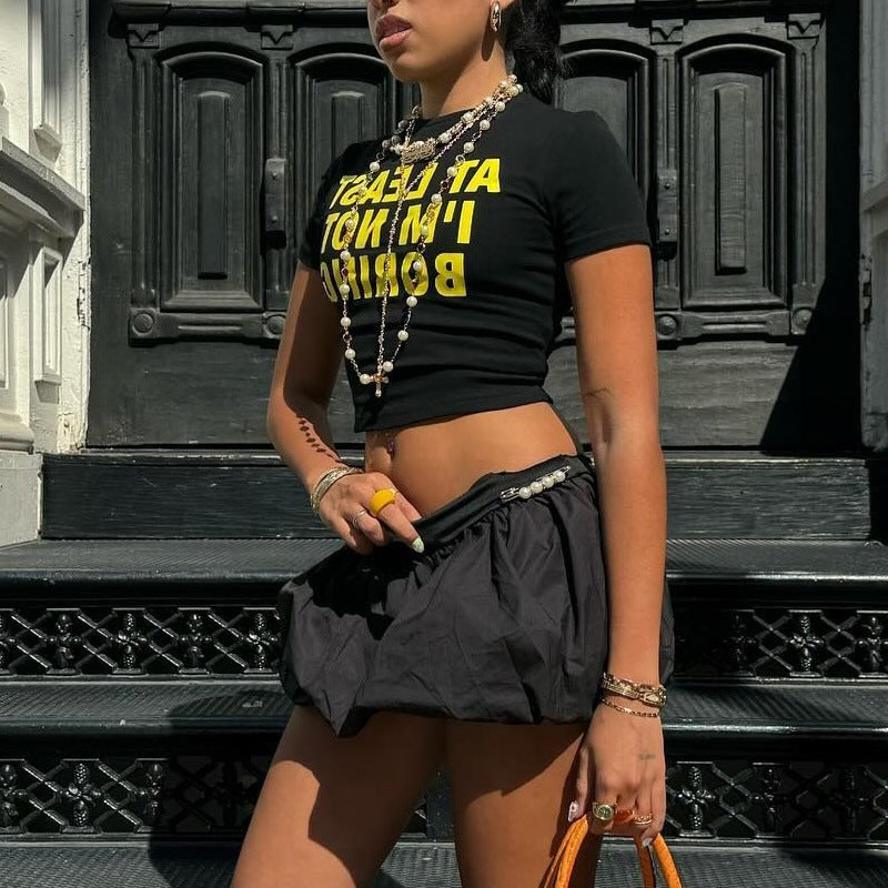 Damen cropped T-Shirt mit auffälligem Typografie-Druck EB