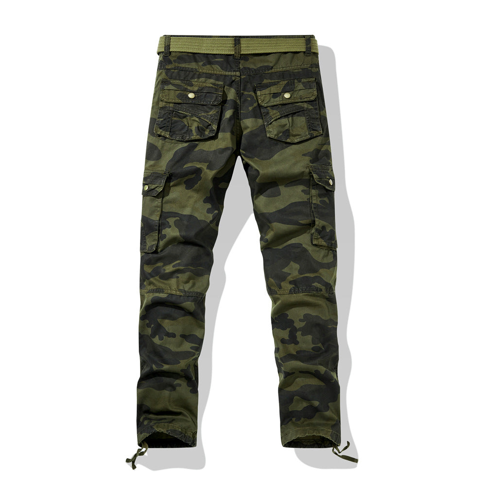 Herren Cargohose im Slim-Fit mit verstärkten Knien Multifachtaschen und Stoffgürtel EB