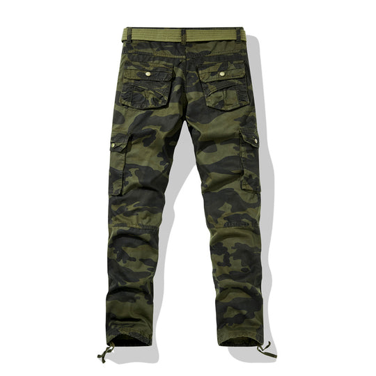 Herren Cargohose im Slim-Fit mit verstärkten Knien Multifachtaschen und Stoffgürtel EB