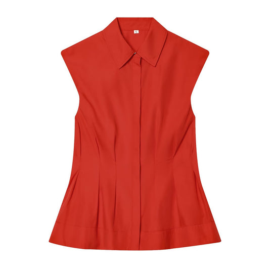 Damen ärmelloses Blusenshirt mit raffinierter Taillierung und elegantem Kragen EB