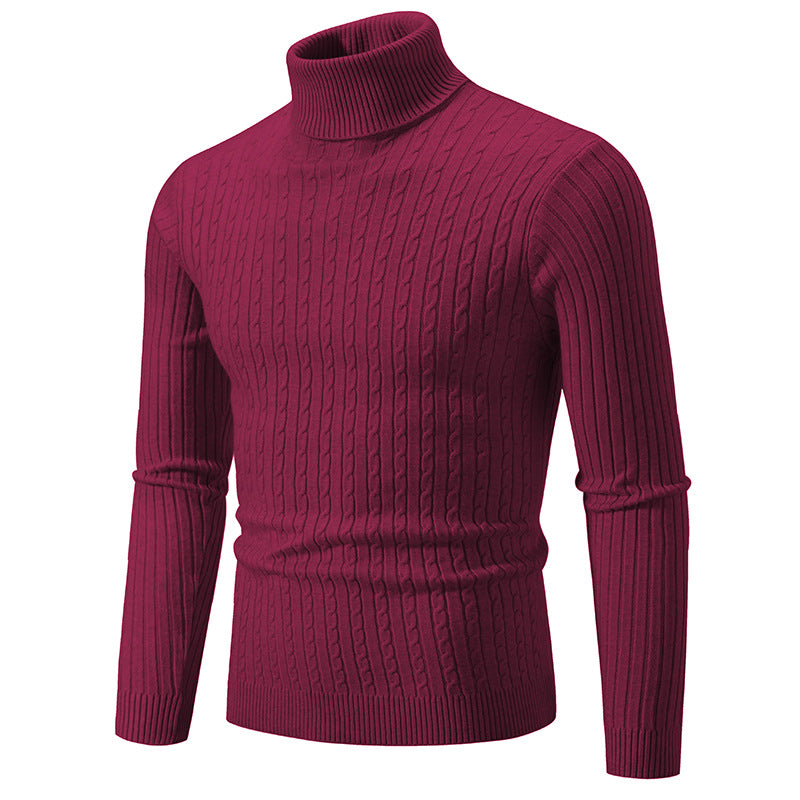 Herren Rollkragenpullover mit strukturiertem Zopfmuster EB