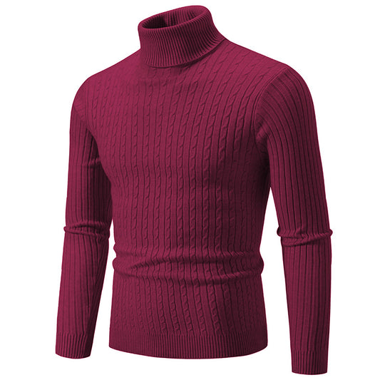 Herren Rollkragenpullover mit strukturiertem Zopfmuster EB