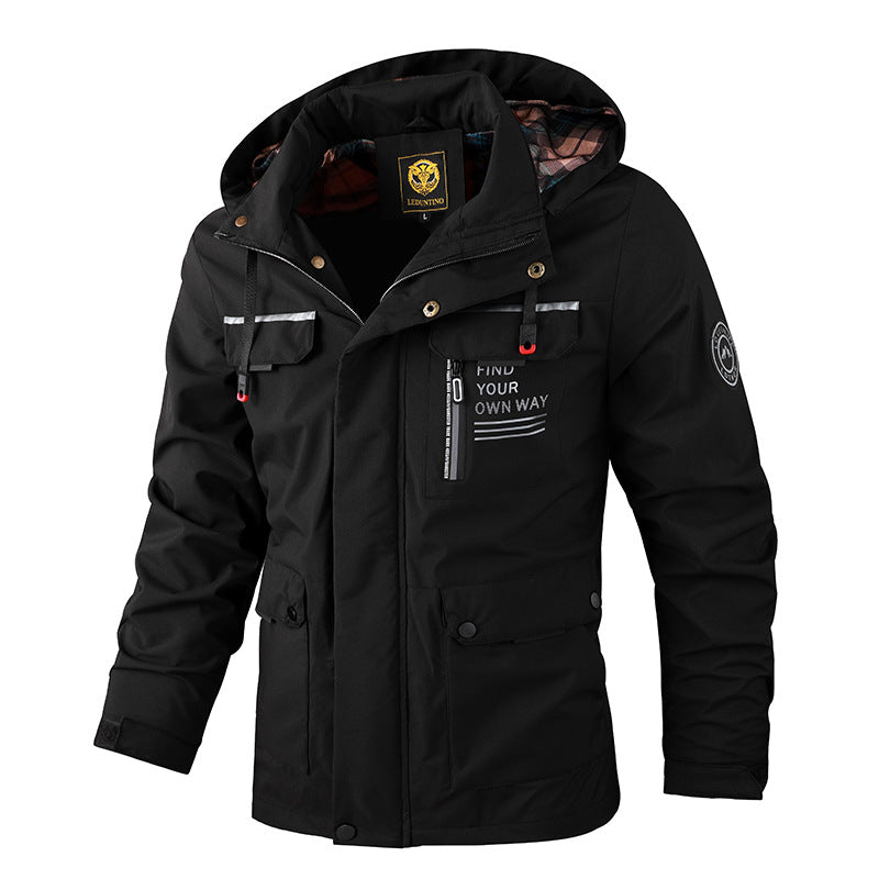Herren Funktionaler Outdoorparka mit verstellbarer Kapuze, Brusttasche und reflektierenden Details EB