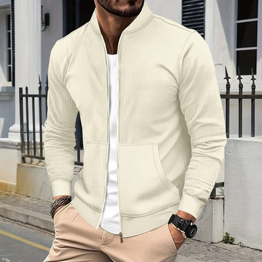 EB | Zip Jacke Sportliche Passform Strukturierter Stoff Rippkanten Fronttaschen