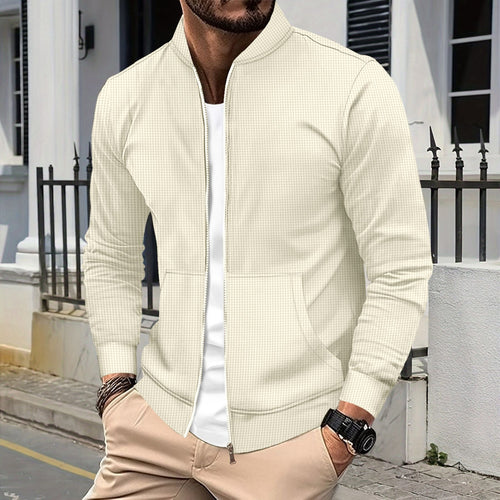 EB | Zip Jacke Sportliche Passform Strukturierter Stoff Rippkanten Fronttaschen