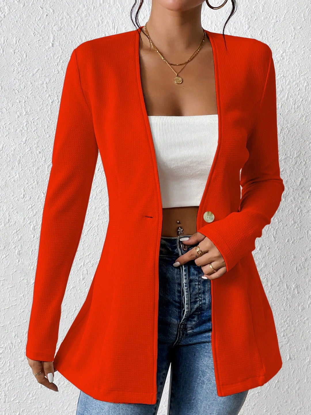 Damen elegante Blazerjacke mit asymmetrischem Schnitt EB