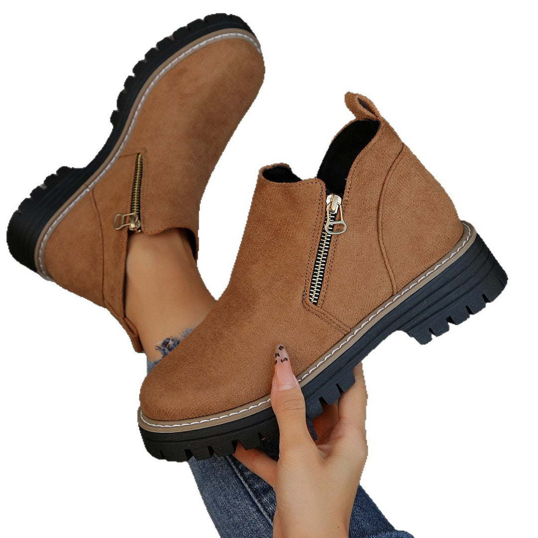Damen modische Stiefeletten mit dekorativem Reißverschlussdesign und rutschfester Sohle EB