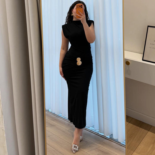 Damen Maxikleid mit raffiniertem Wickeleffekt und schmalem Schnitt EB