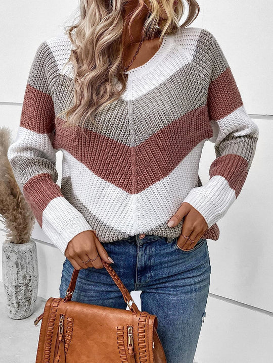 Damen Gemusterter Strickpullover im lässigen Stil EB