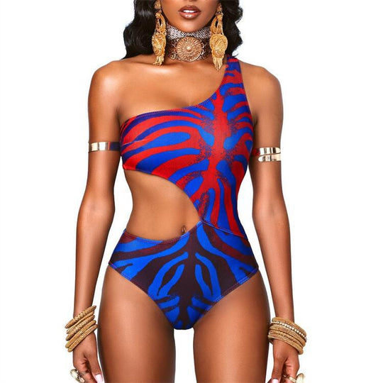 Damen asymmetrischer Cut-Out Badeanzug EB