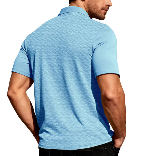 Herren nan legeres Kurzarmhemd mit Jacquardstruktur, kontrastierter Knopfleiste und Brusttasche EB