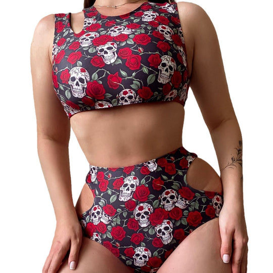 Damen Crop-Top Bikini Set mit Detailausschnitten EB