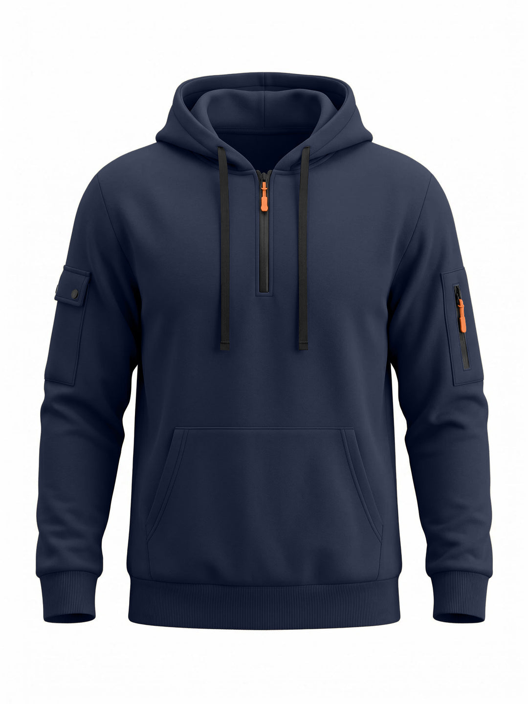 Herren Kapuzenpullover mit halbem Reißverschluss und Utility-Ärmeltasche EB