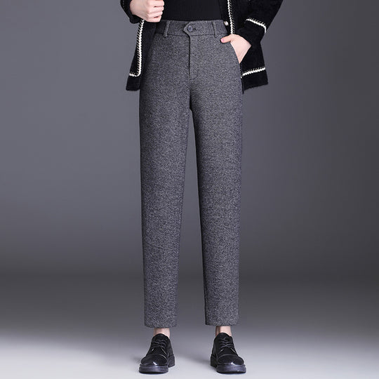 Damen elegante Hochbund Stoffhose