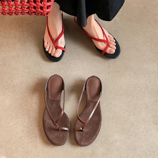 Damen Komfortable Zehentrenner-Sandalen mit ergonomischem Fußbett und stylischem Design EB