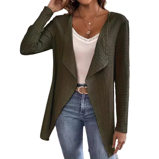 Damen eleganter Cardigan mit asymmetrischem Schnitt und strukturierter Oberfläche EB