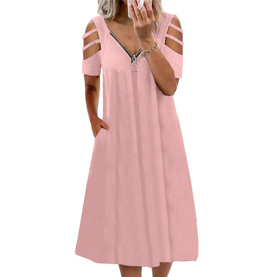 Damen Kleid mit offenen Schultern und tiefem V-Ausschnitt EB