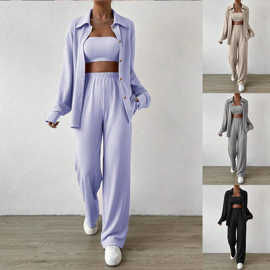 Damen Zweiteiliges Lounge-Set mit Oberteil und weiter Hose EB
