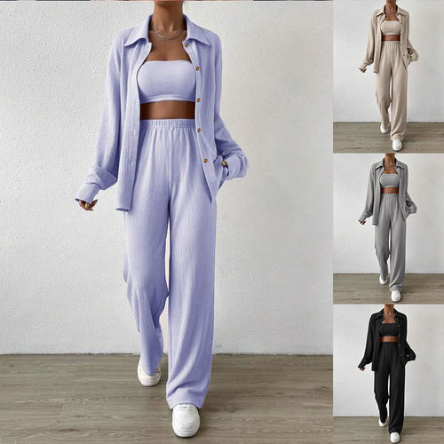 Damen Zweiteiliges Lounge-Set mit Oberteil und weiter Hose EB