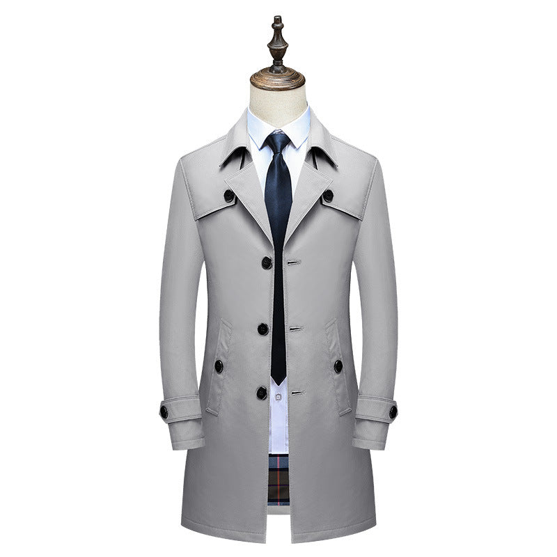 Herren Klassischer Trenchcoat mit karierter Innenfutter und Wetterschutz EB