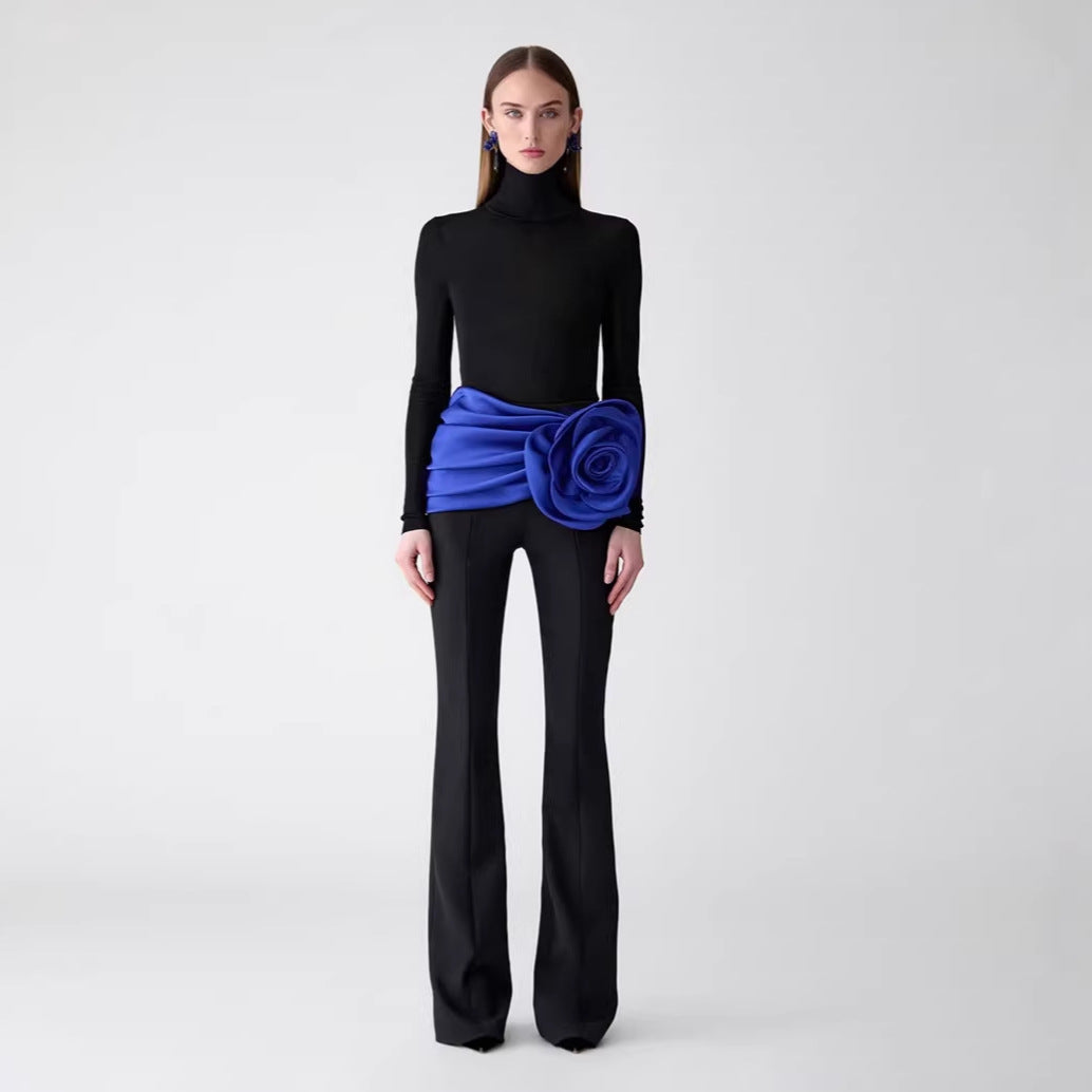 Damen eleganter Ganzkörperanzug mit Blütenapplikation EB