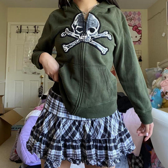 Damen lässige Kapuzenjacke mit einzigartigem Totenkopf-Design EB