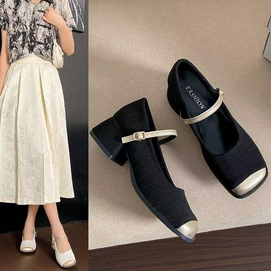 Damen Elegante Mary Jane Schuhe mit feinem Obermaterial und verstellbarem Riemen EB