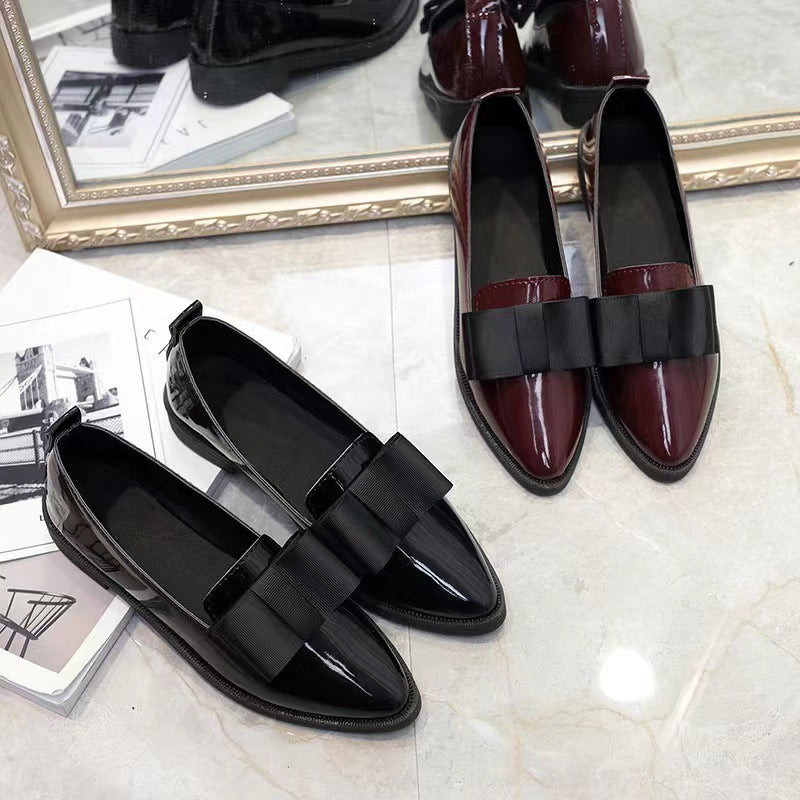Damen Ballerinas aus Hochglanz-Leder mit eleganter Schleifen-Applikation EB