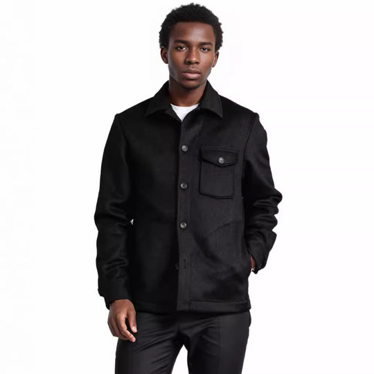 Herren elegante Bouclejacke mit praktischen Taschen EB