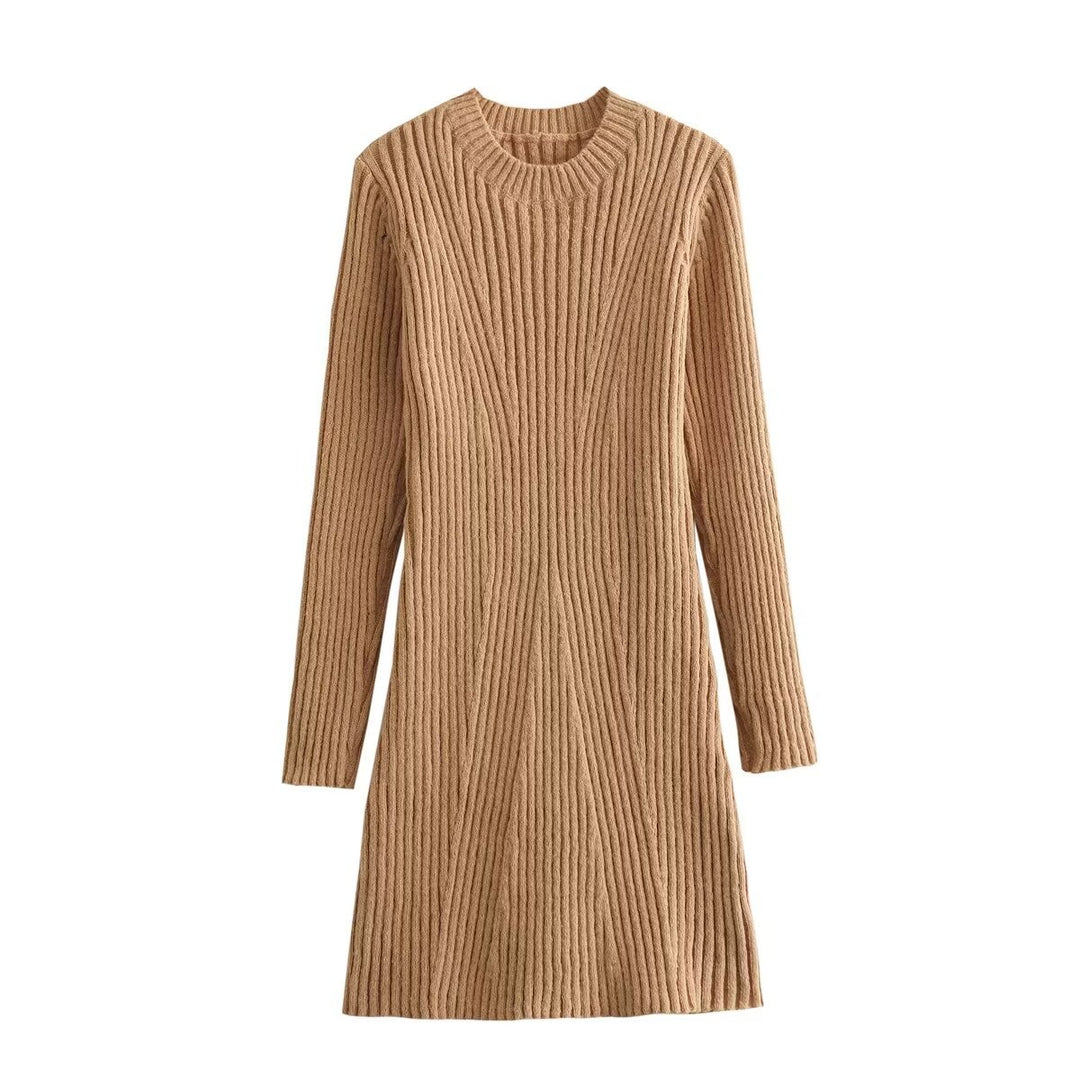 Damen Strickkleid mit modernem Rippendesign EB