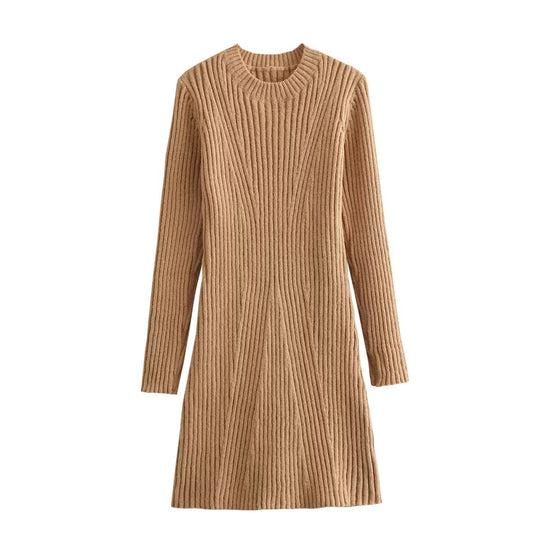Damen Strickkleid mit modernem Rippendesign EB