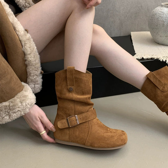 Damen Elegante Stiefel mit modischem Riemendesign und bequemer Passform EB