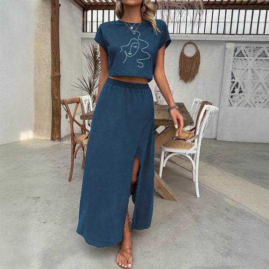 Damen Zweiteiliges Set mit Crop-Top und Maxirock EB