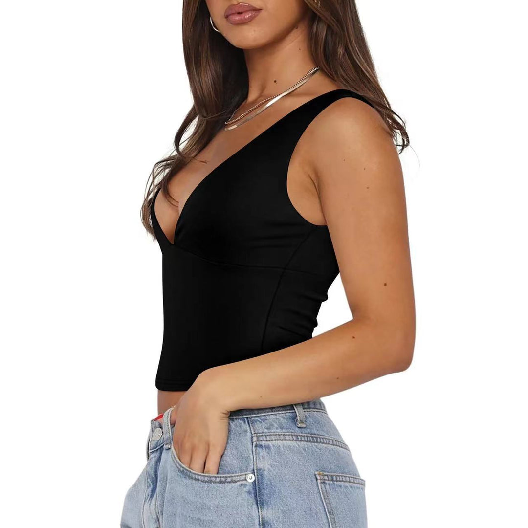 Damen figurbetontes V-Ausschnitt Top EB