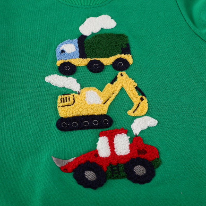 Jungen Sweatshirt mit buntem Bagger- und Lkw-Motiv EB