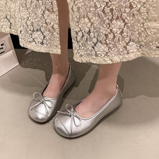 Damen klassische Ballerinas mit dekorativem Schleifenakzent EB