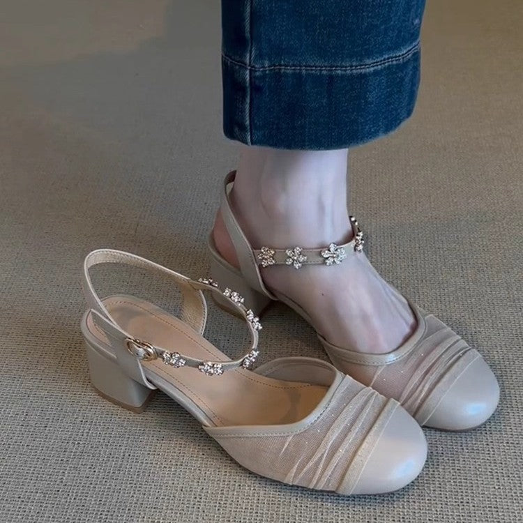 Damen Slingback-Pumps mit floraler Verzierungsdetails und komfortablem Fersenbereich EB