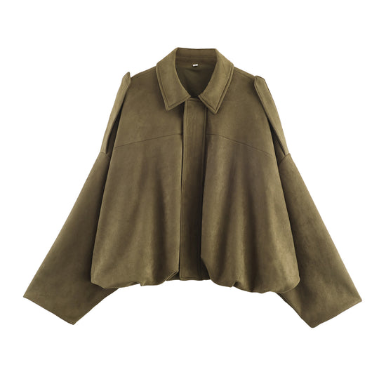 Damen lässige cropped Blousonjacke mit modernem Stehkragen und eleganten Schulterdetails EB