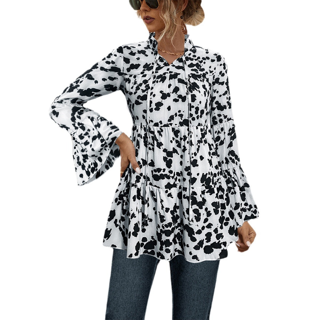 Damen lässige Bluse mit voluminösen Ärmeln und Rüschendetails EB