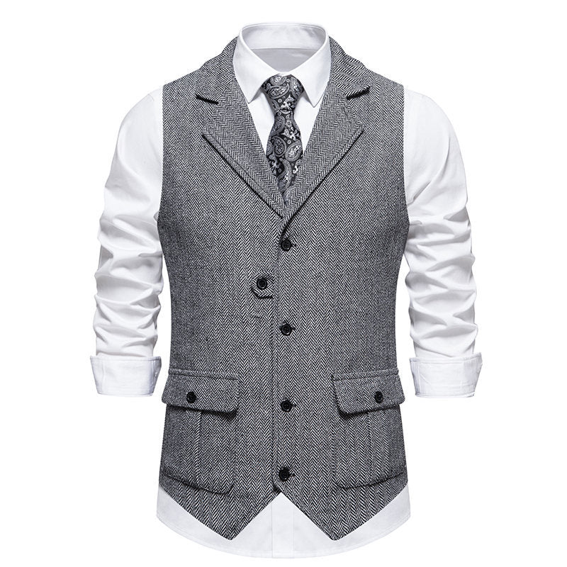 Herren elegante Weste mit strukturiertem Hahnentritt-Muster EB