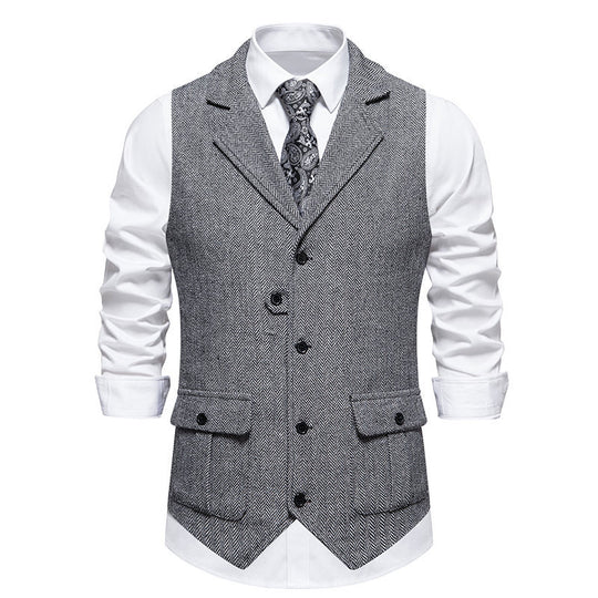 Herren elegante Weste mit strukturiertem Hahnentritt-Muster EB