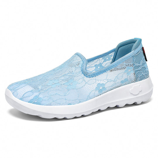 Damen Slip-On Freizeitschuhe mit floraler Spitze EB
