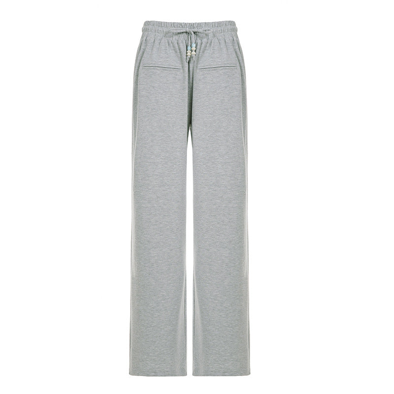 Damen nan weite Sweatpants mit hohem Komfortbund, Kordelzug und aufgesetzten Taschen EB