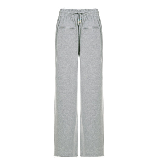 Damen nan weite Sweatpants mit hohem Komfortbund, Kordelzug und aufgesetzten Taschen EB