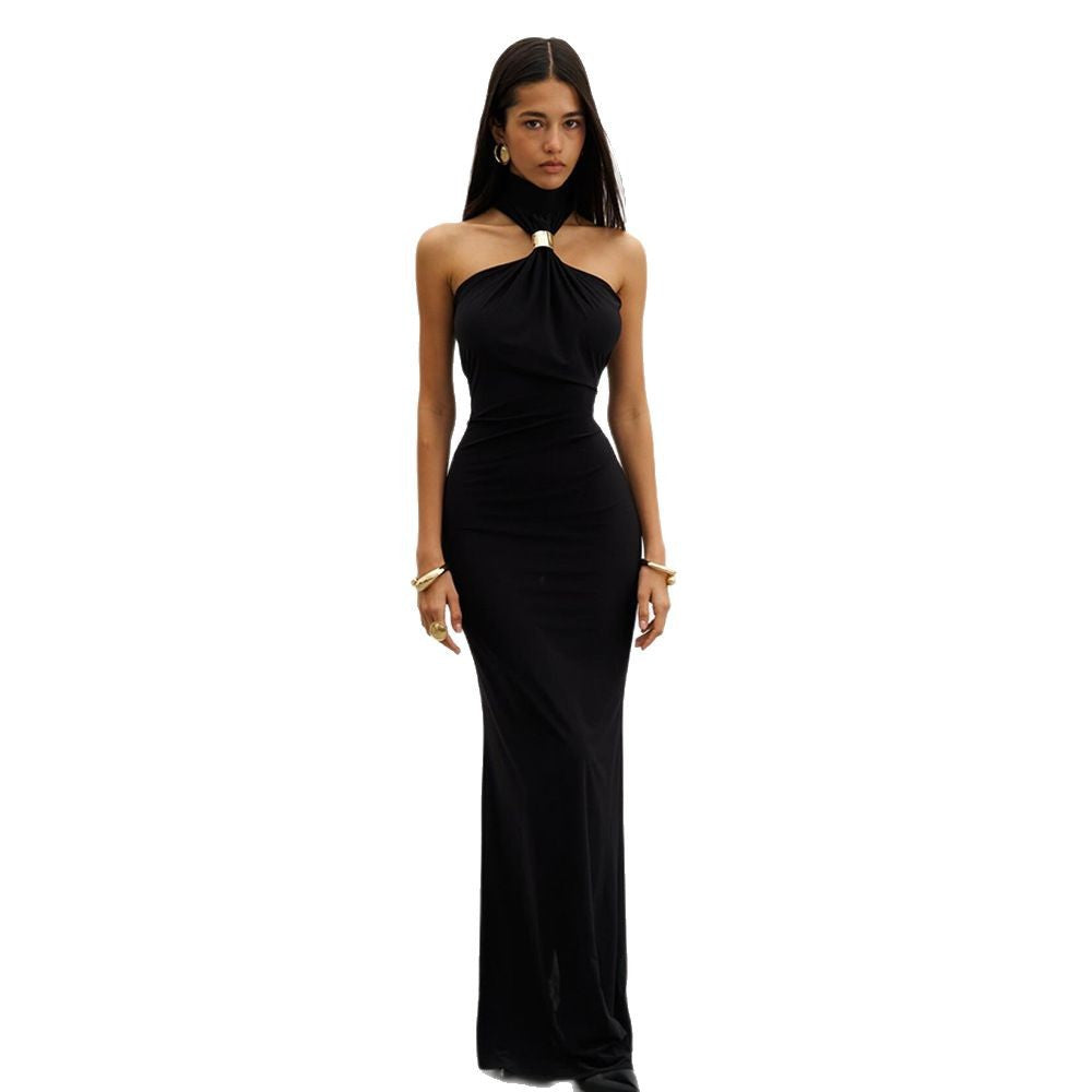 Damen Elegantes Maxikleid mit schickem Halterneck und figurbetontem Schnitt EB