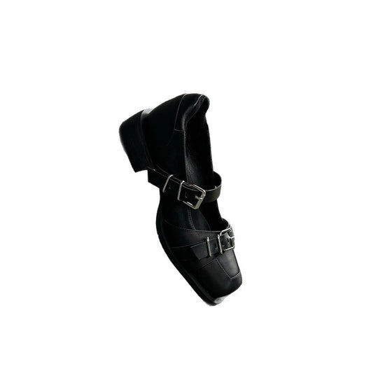 Damen elegante Schnürschuhe mit dekorativen Schnallen EB