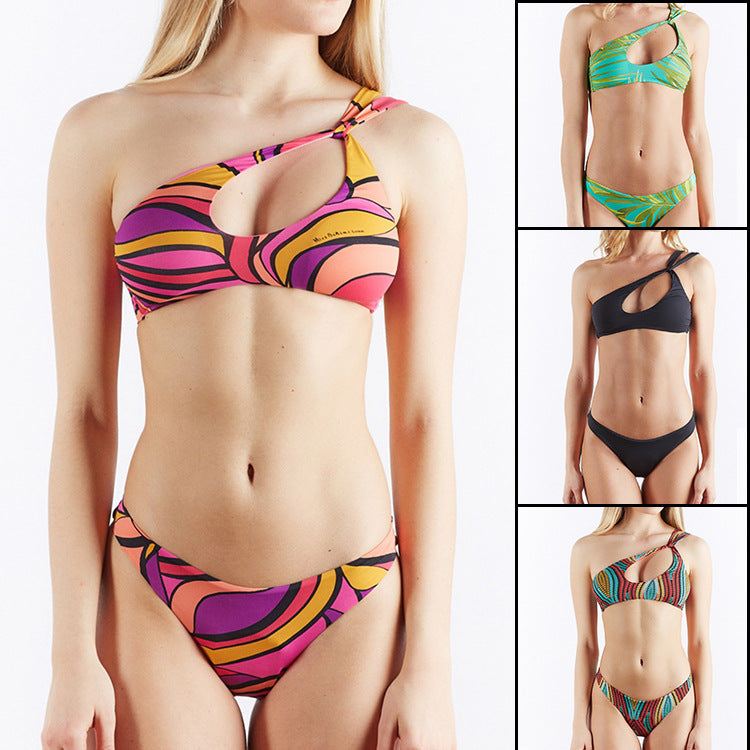 Damen Einseitiger Bikinis mit modischem Cut-Out EB