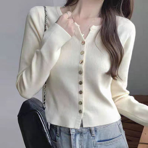 Damen Strickjacke mit perlmuttknöpfen EB